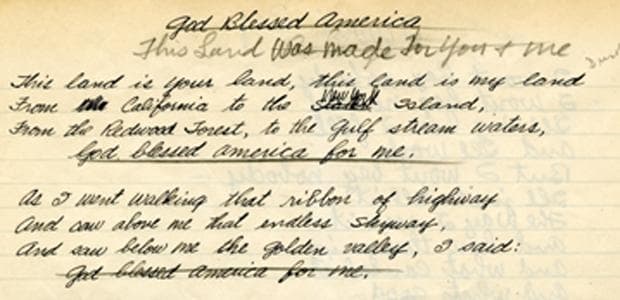 Woody Guthrie's daughter, Nora, says Woody originally wrote the line 