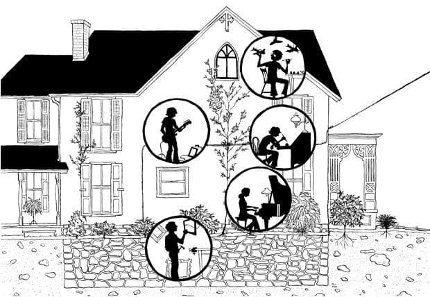 The endsheet from Fun Home: A Family Tragicomic, Bechdel's 2007 memoir.