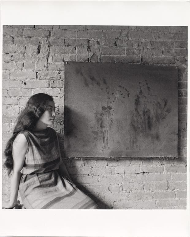 Yoko Ono with Painting to See in the Dark (Version 1), AG Gallery, New York, 1961