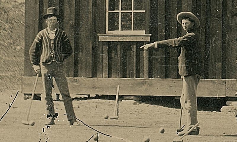  A detail from a 45-inch photo depicting Billy the Kid, left, playing croquet in 1878. Photograph: Kagin's