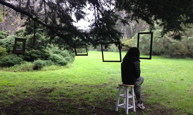 Dare Turner takes a restful moment on her Odyssey. For her, the experience of looking through the suspended frames was transformative: 'I think I saw my future, in a way'  