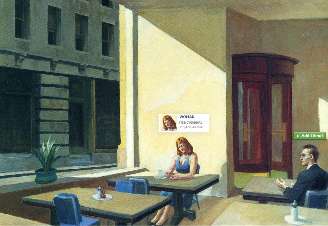 Edward Hopper's Sunlight in a Cafeteria (1958).