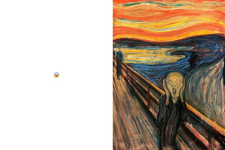 The "shocked" emoji and Edward Munch's The Scream (1893).