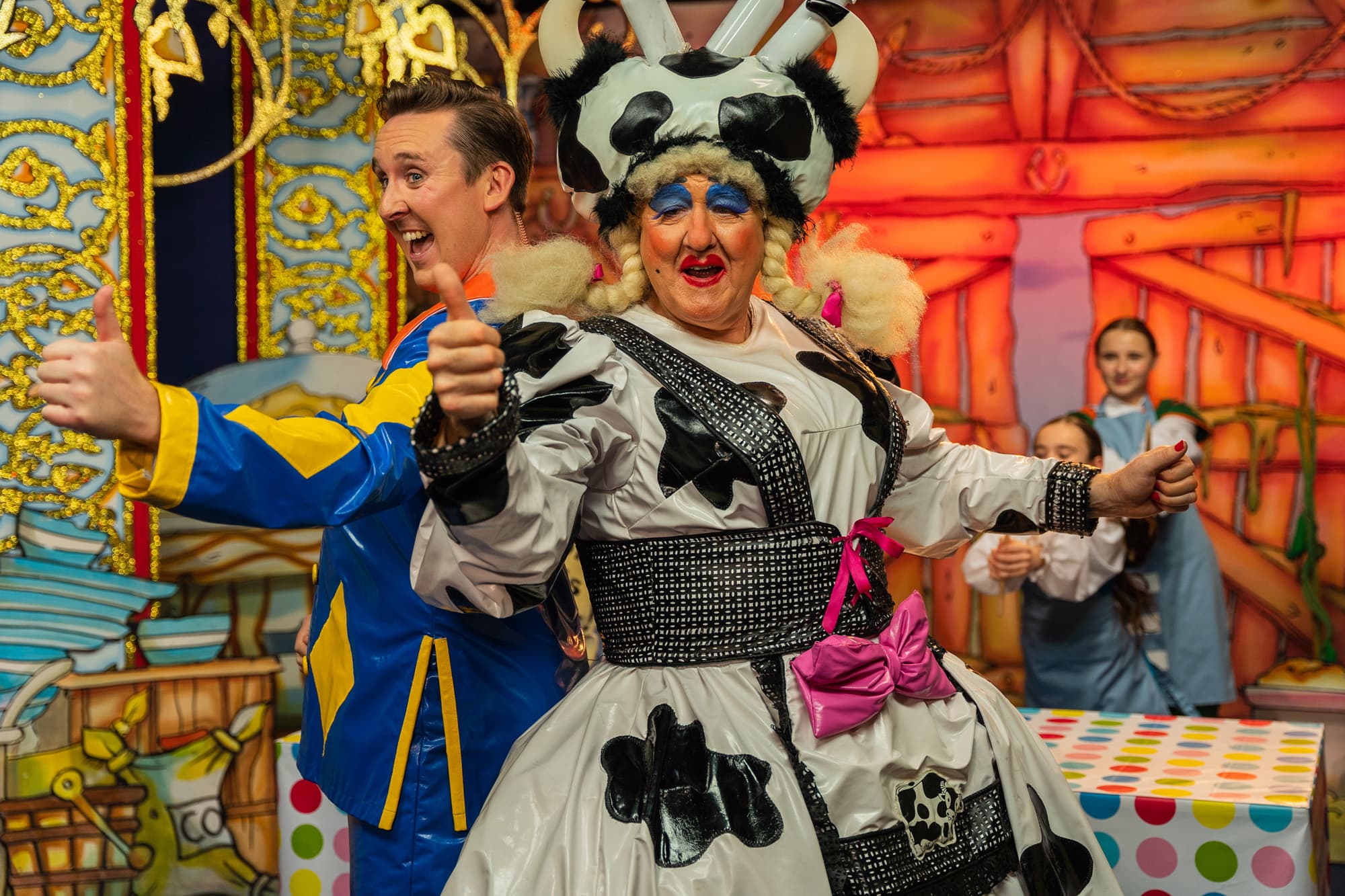 Craig Hollingsworth (Simon Trott) and Iain Lauchlan (Dame Trott) usually perform in the UK's Belgrade Theatre’s Christmas pantomime.