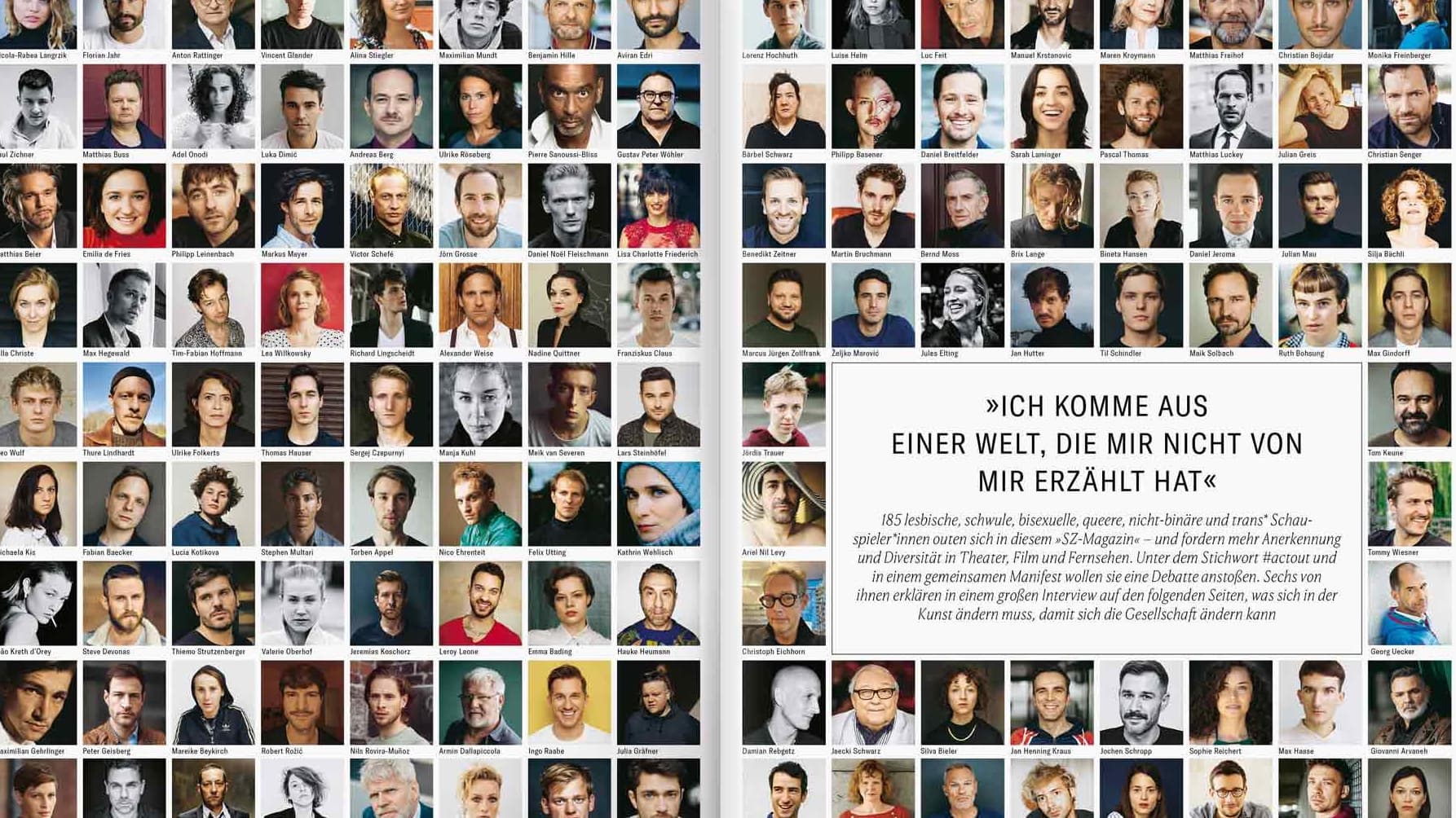 On the front page of Süddeutsche Zeitung Magazin, one of Germany's largest publications, 185 actors have come out as LGBTQ.