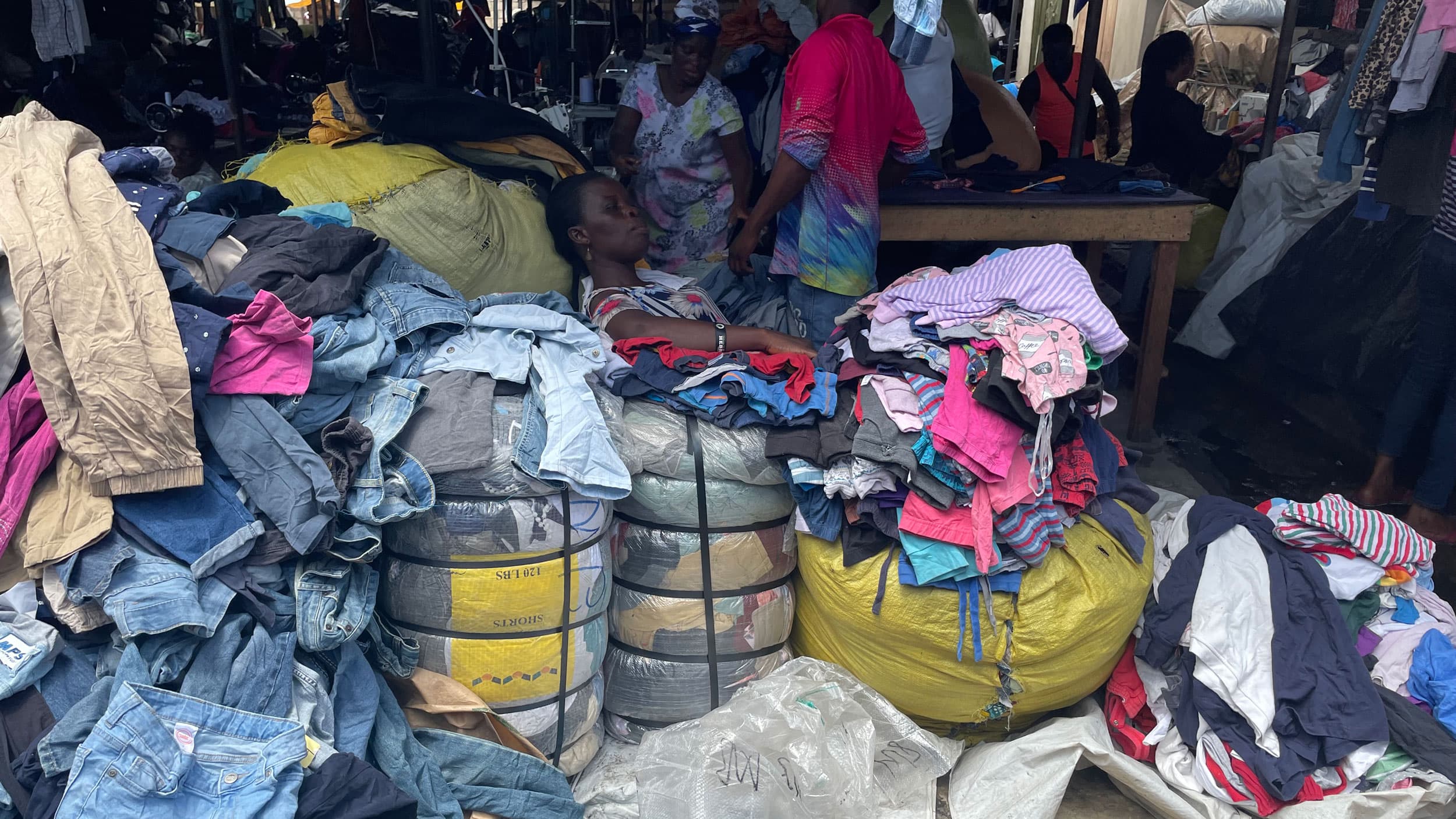Over 30,000 people trade in used clothing at Kantamanto market, Accra, Ghana.
