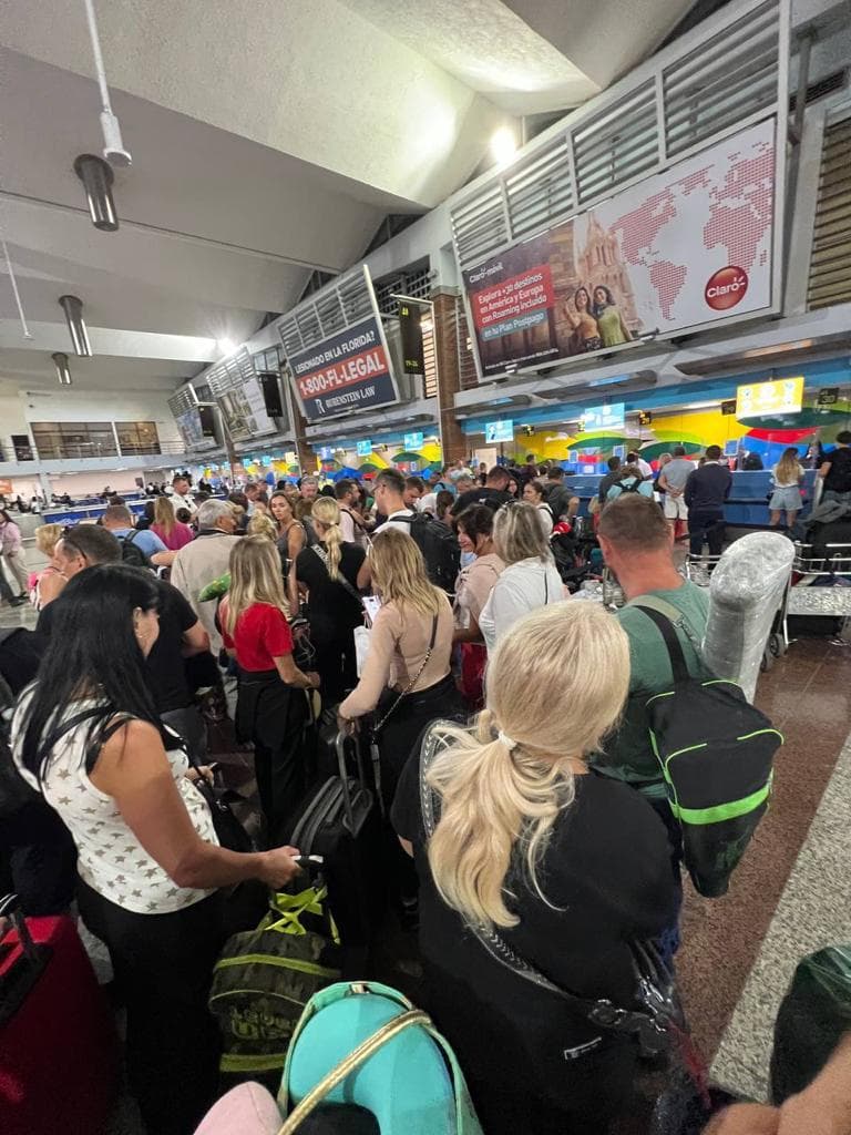 tourists in the airport