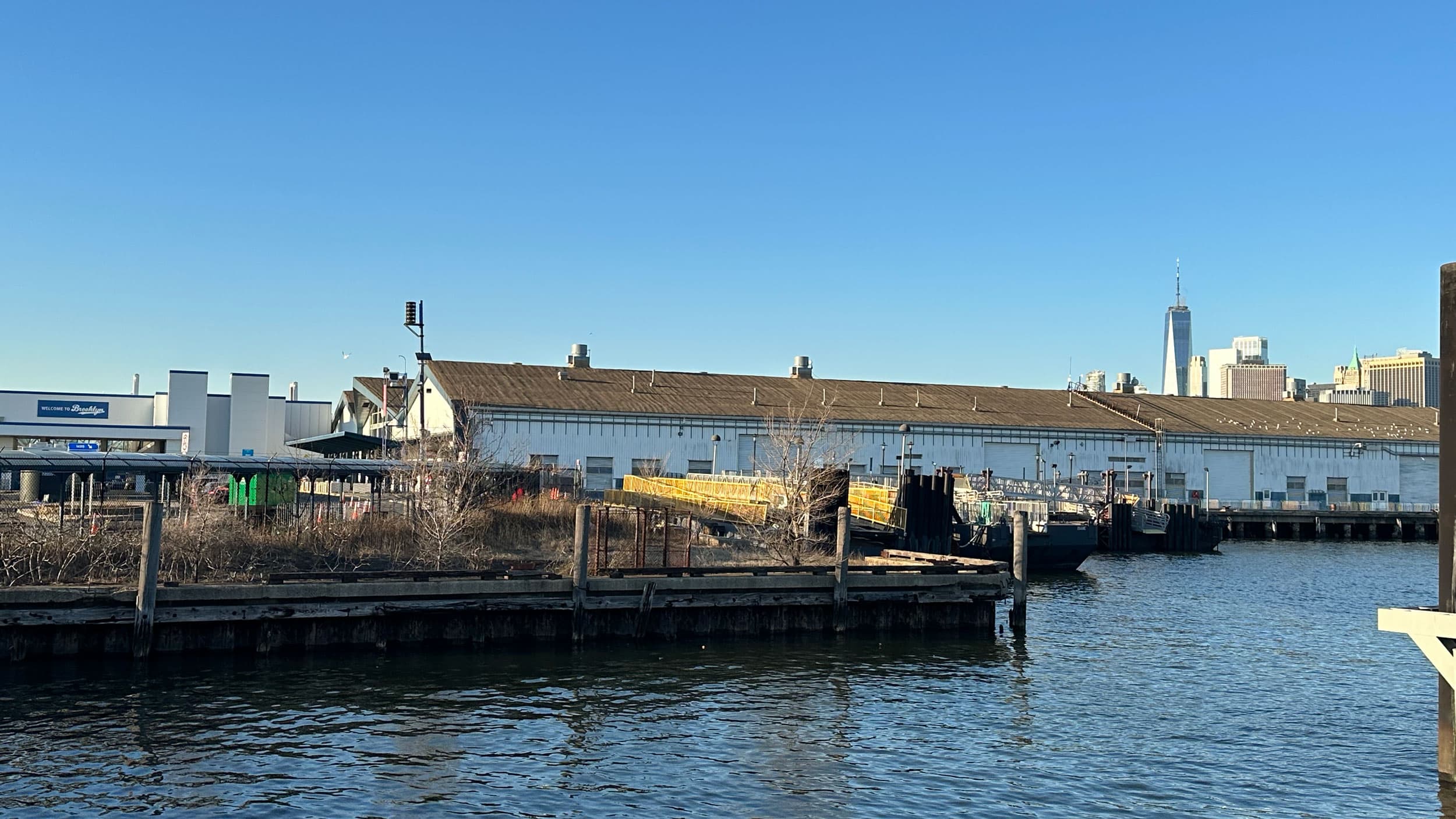 The new reception center at a cruise terminal on the Brooklyn waterfront will house 1,000 migrant men until May 1, when cruise ships will be back.